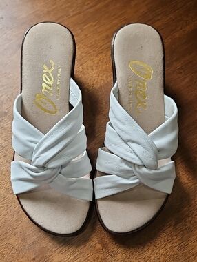 Onex White Twisted Slide Mules